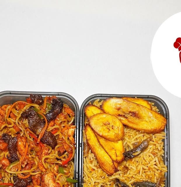 Fried plantain and jollof combo